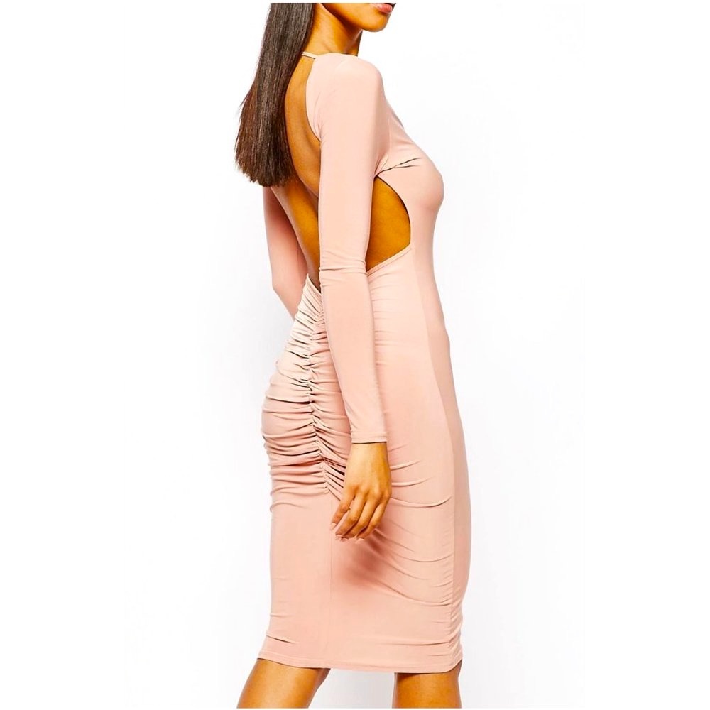 Asos Club L Ruched Long Sleeve Body-Con Sexy Dress